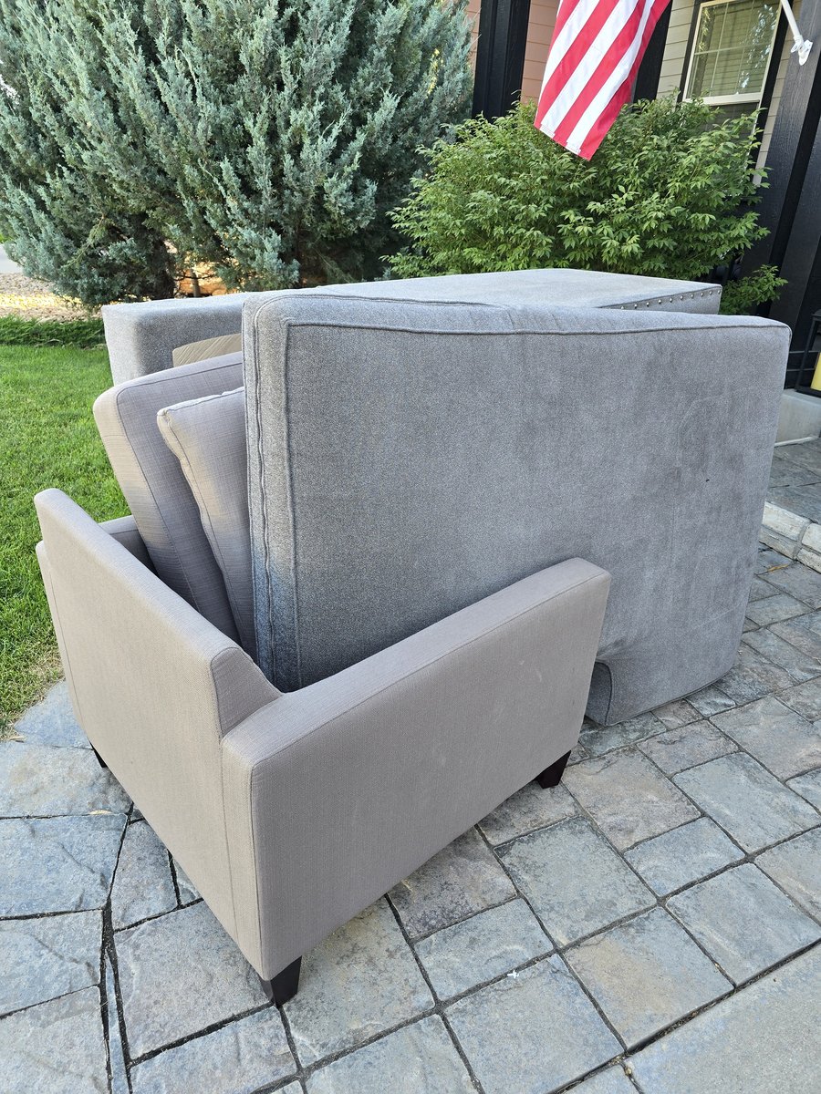 Sectional couch and patio furniture set out for removal in Northern Colorado